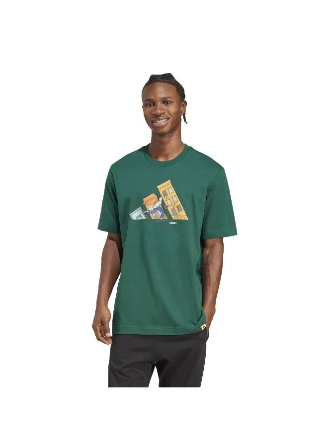 اديداس تي شيرت رجالي مطبوع بأكمام قصيرة